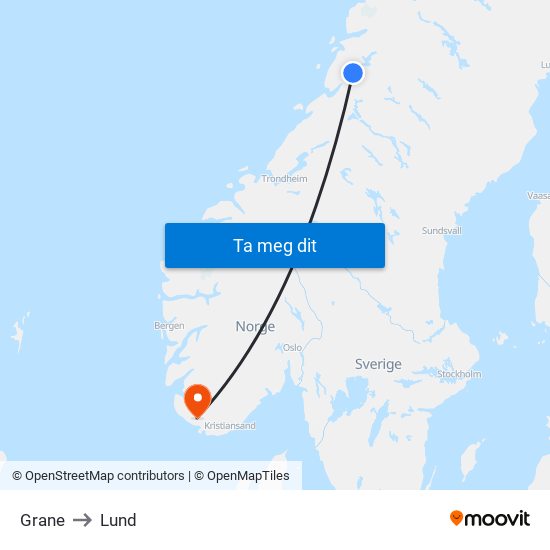 Grane to Lund map