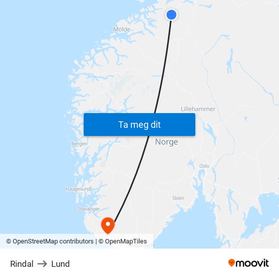 Rindal to Lund map