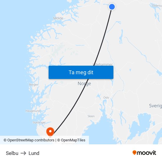 Selbu to Lund map
