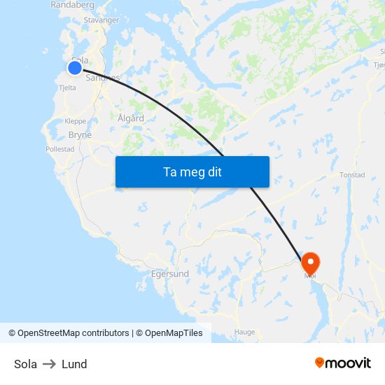 Sola to Lund map