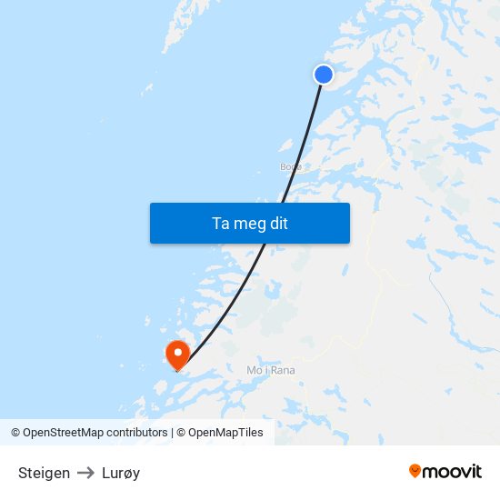 Steigen to Lurøy map