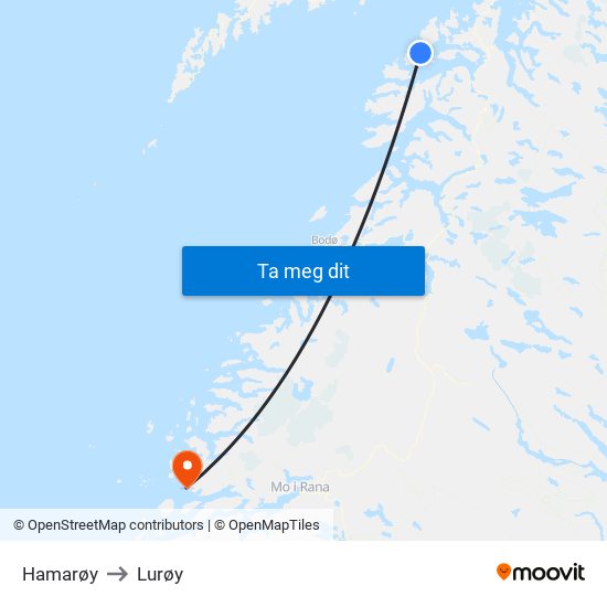 Hamarøy to Lurøy map