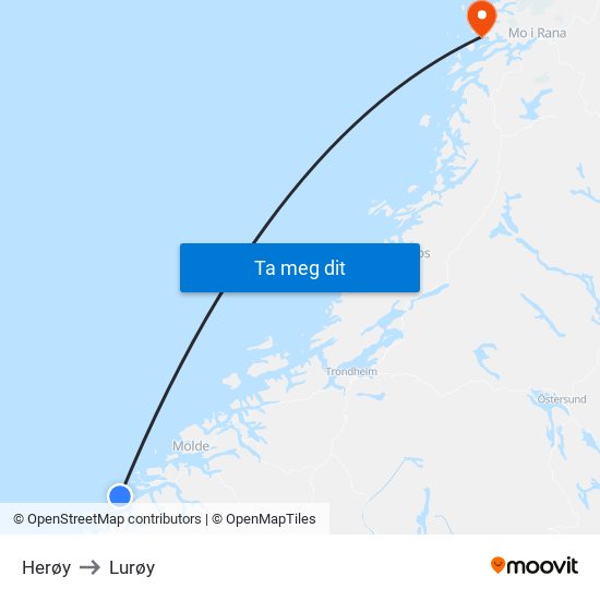 Herøy to Lurøy map