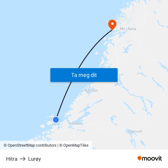 Hitra to Lurøy map