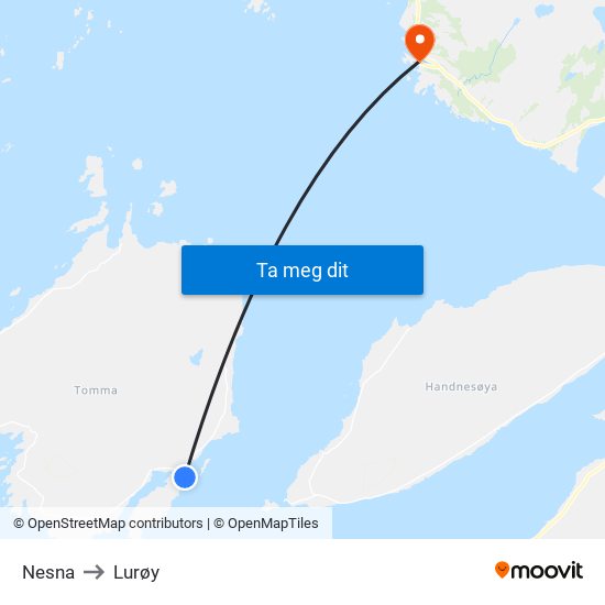 Nesna to Lurøy map