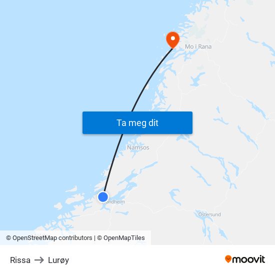 Rissa to Lurøy map