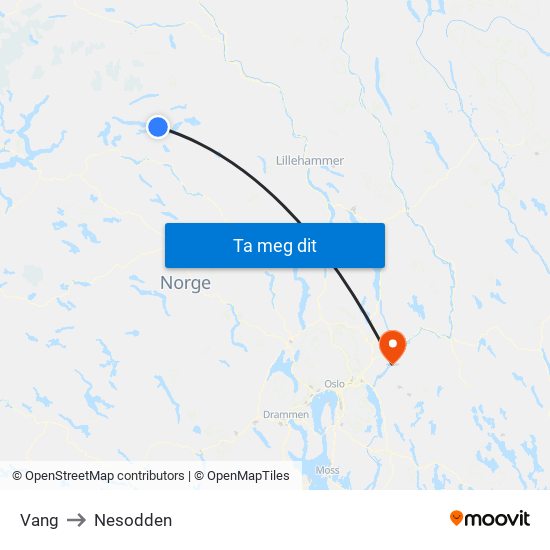 Vang to Nesodden map