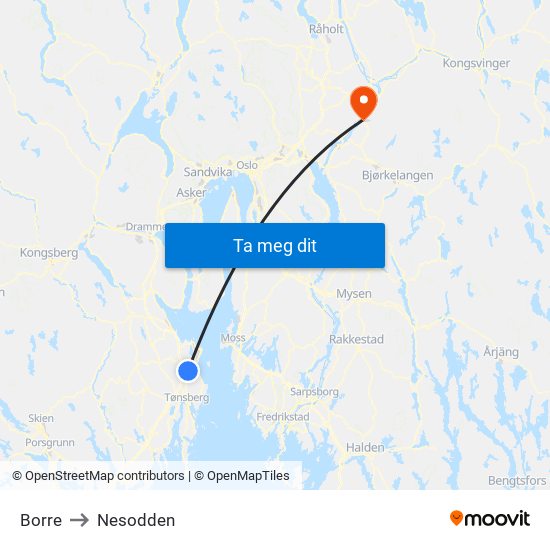 Borre to Nesodden map