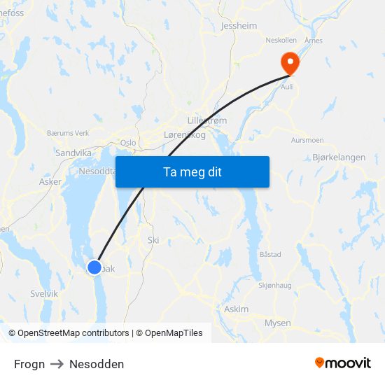 Frogn to Nesodden map