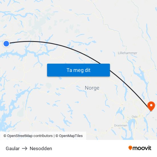 Gaular to Nesodden map