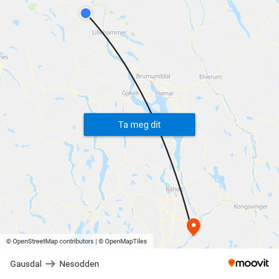 Gausdal to Nesodden map