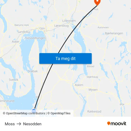Moss to Nesodden map