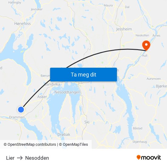 Lier to Nesodden map