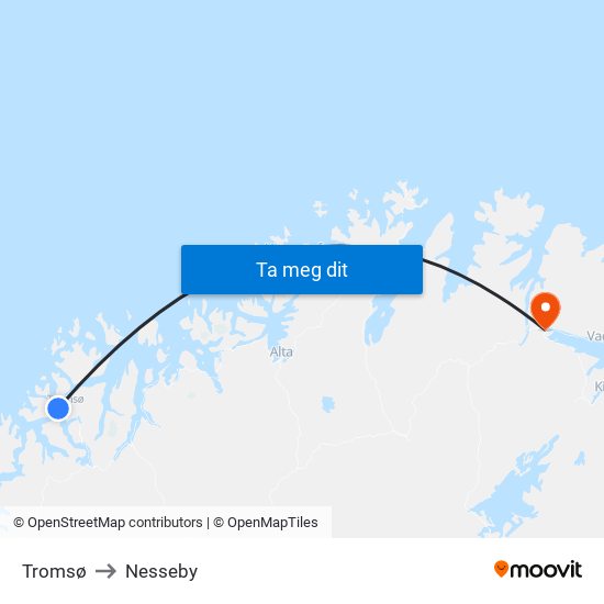 Tromsø to Nesseby map