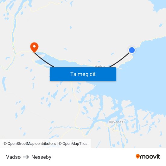 Vadsø to Nesseby map