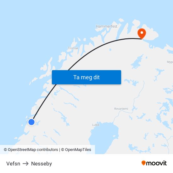 Vefsn to Nesseby map