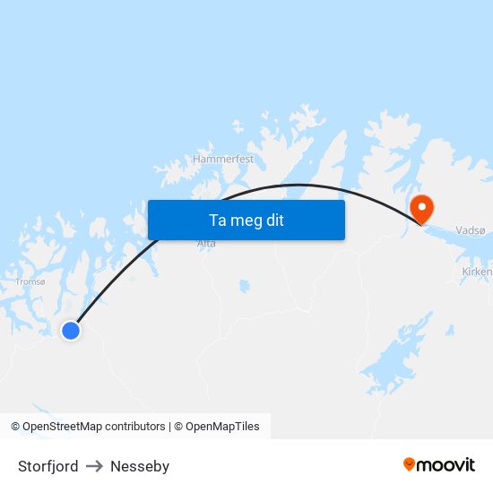 Storfjord to Nesseby map