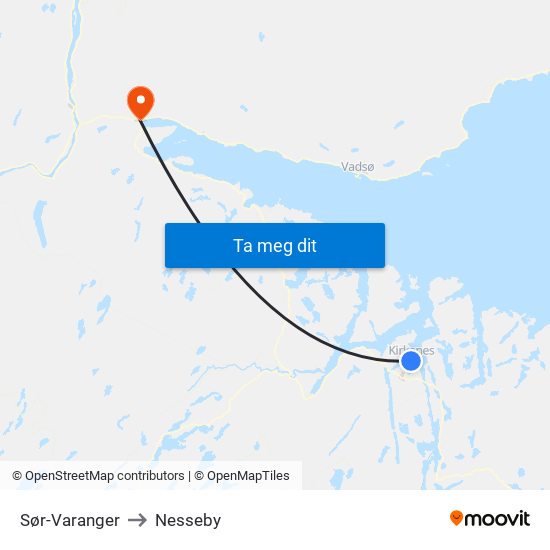 Sør-Varanger to Nesseby map