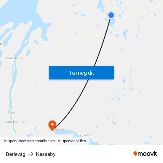 Berlevåg to Nesseby map