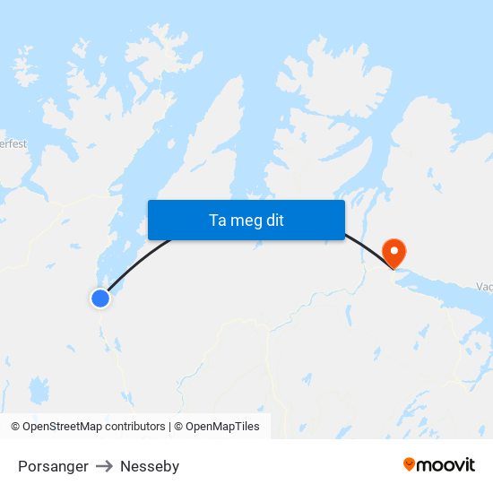 Porsanger to Nesseby map