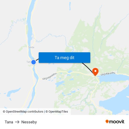 Tana to Nesseby map