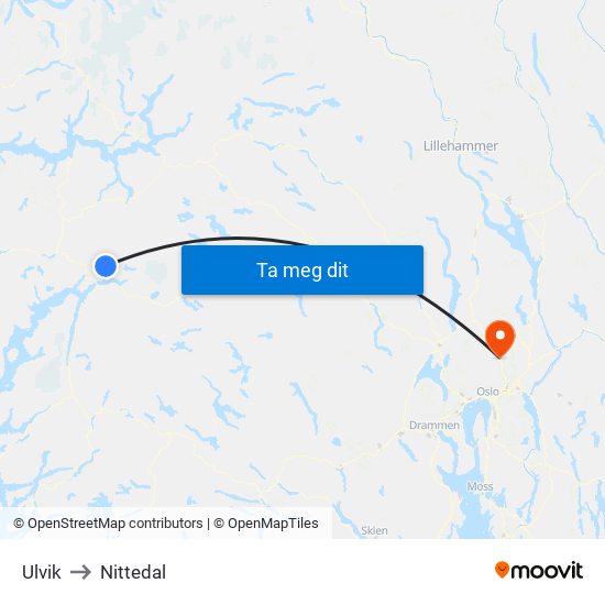 Ulvik to Nittedal map