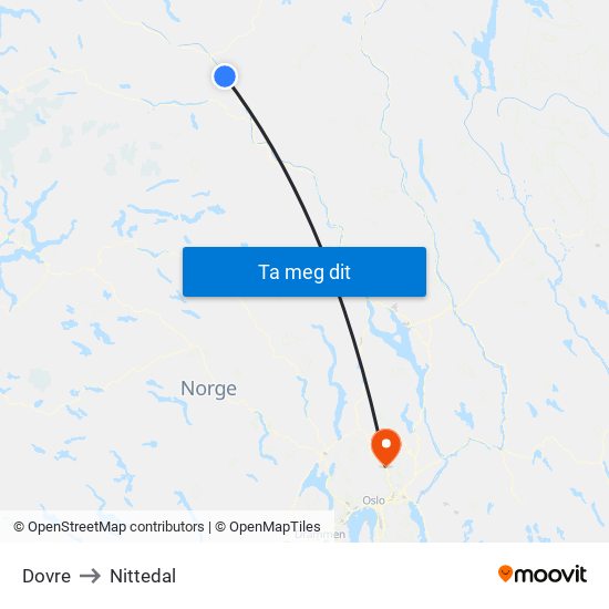 Dovre to Nittedal map