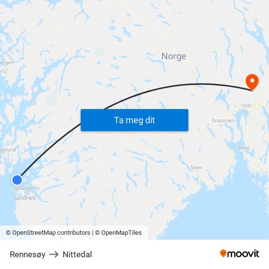 Rennesøy to Nittedal map