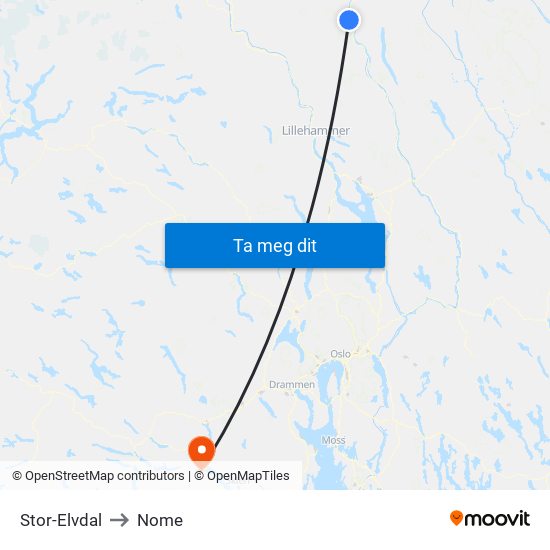 Stor-Elvdal to Nome map