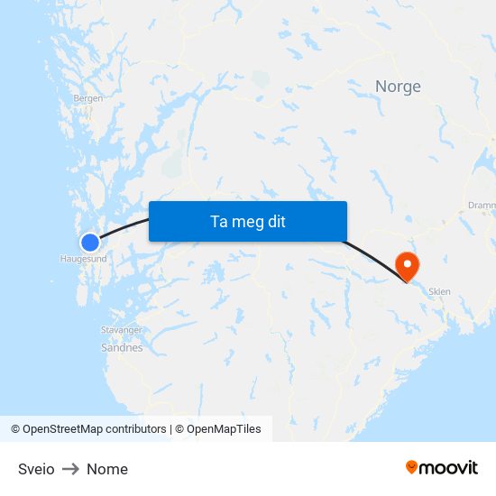 Sveio to Nome map