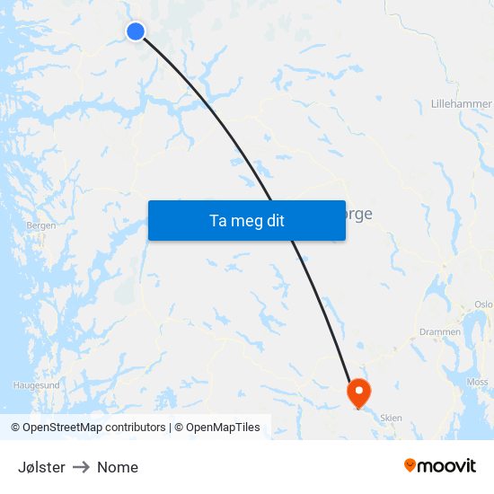 Jølster to Nome map