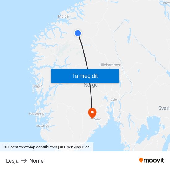 Lesja to Nome map