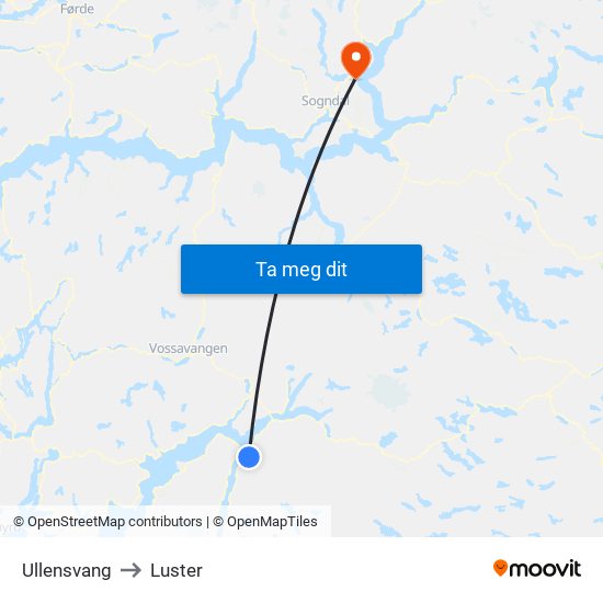 Ullensvang to Luster map