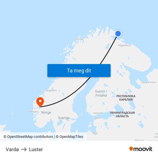 Vardø to Luster map