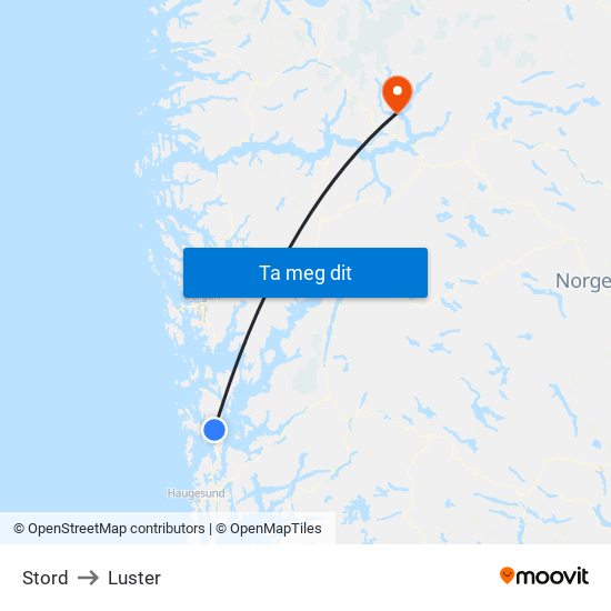 Stord to Luster map