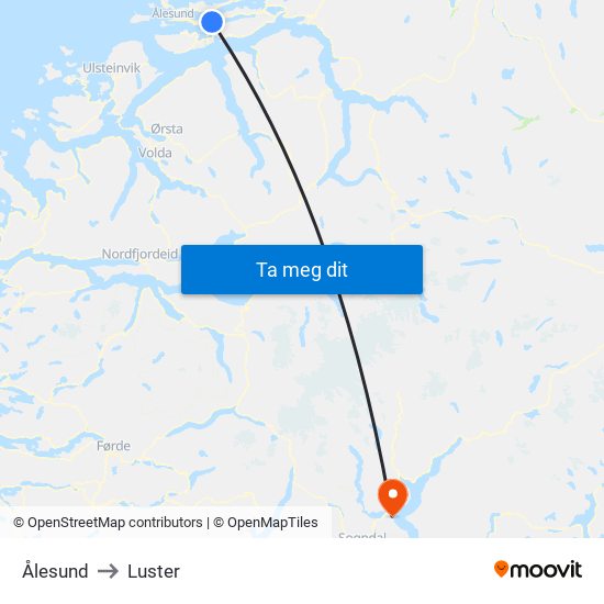Ålesund to Luster map