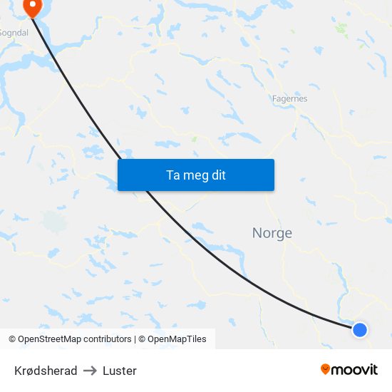 Krødsherad to Luster map