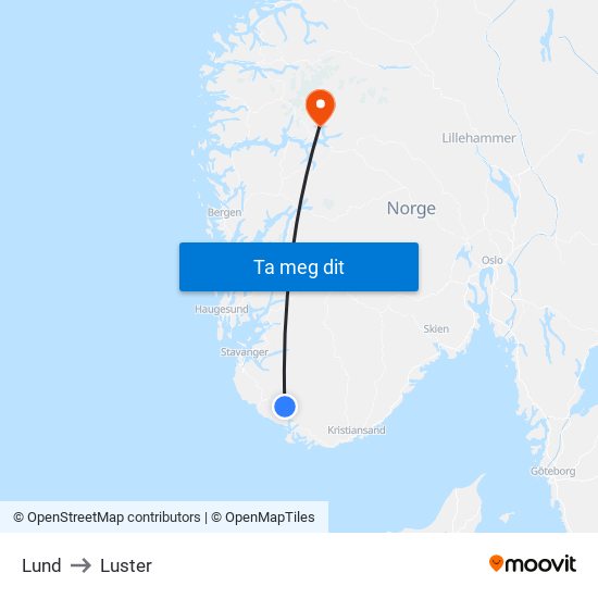 Lund to Luster map