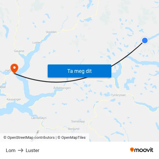 Lom to Luster map