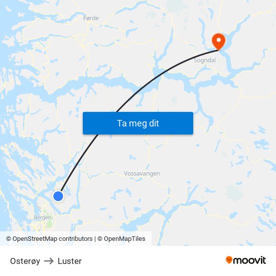 Osterøy to Luster map