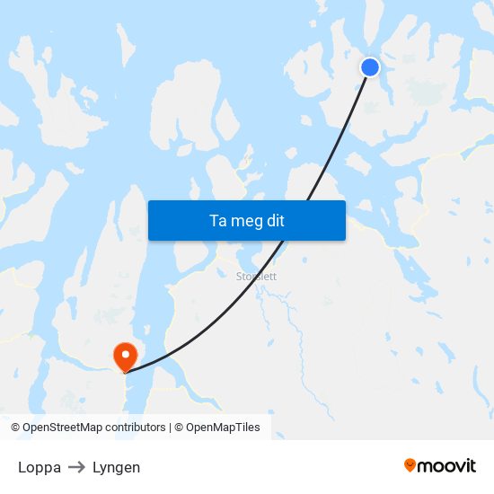 Loppa to Lyngen map