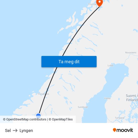 Sel to Lyngen map