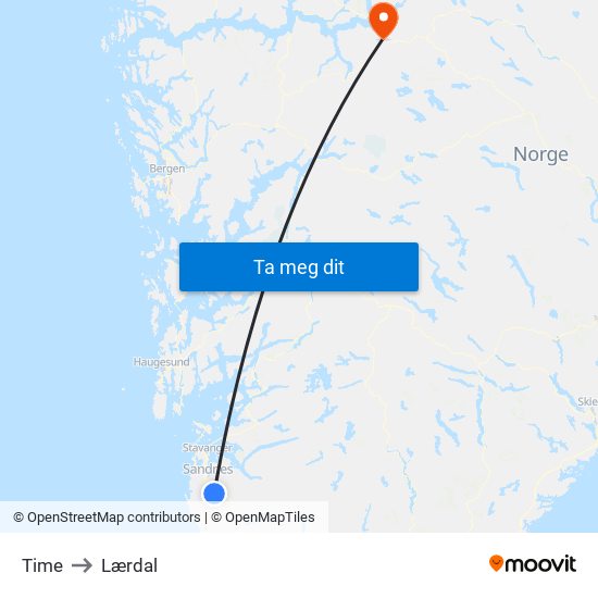 Time to Lærdal map