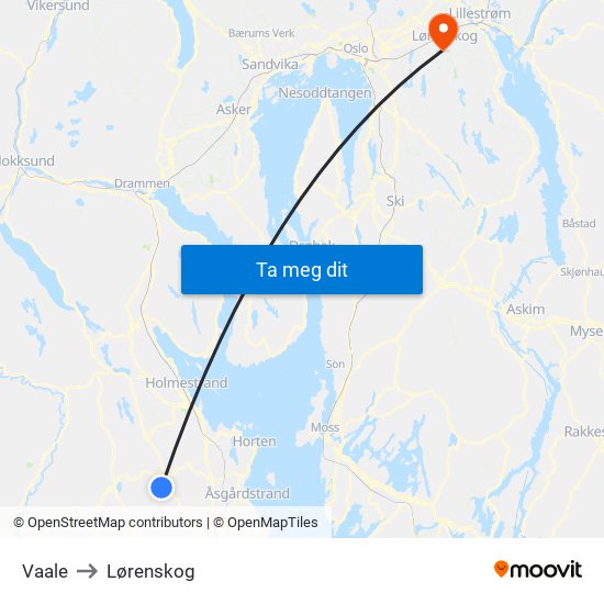 Vaale to Lørenskog map