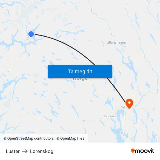 Luster to Lørenskog map