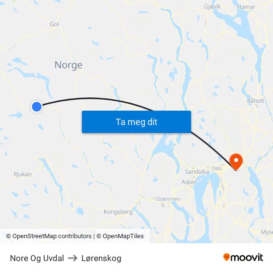 Nore Og Uvdal to Lørenskog map