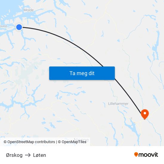 Ørskog to Løten map