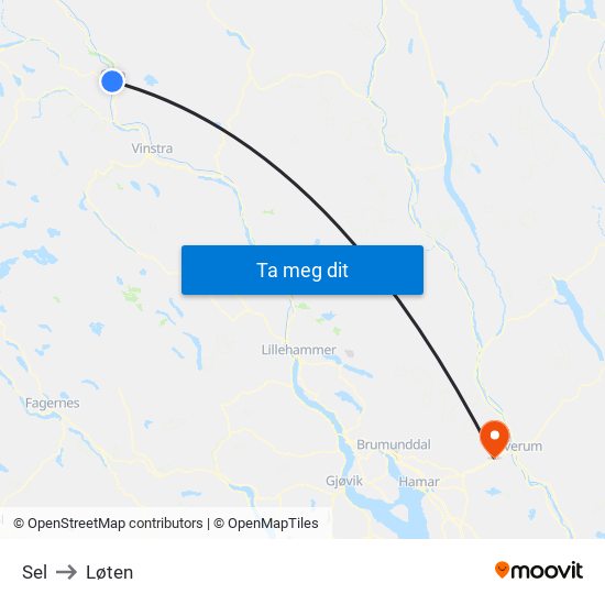 Sel to Løten map