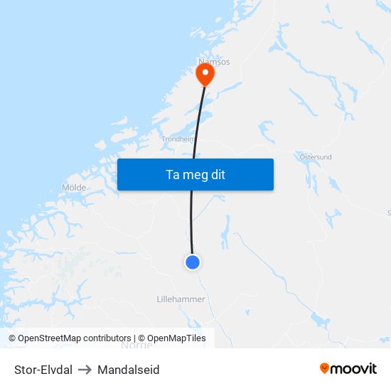 Stor-Elvdal to Mandalseid map