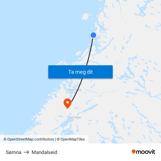 Sømna to Mandalseid map